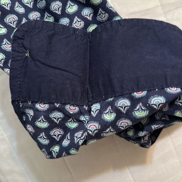 Talbots 8P Navy Multicolored Floral Long Sleeve 💯 Cotton Button Down Shirt - Picture 11 of 12